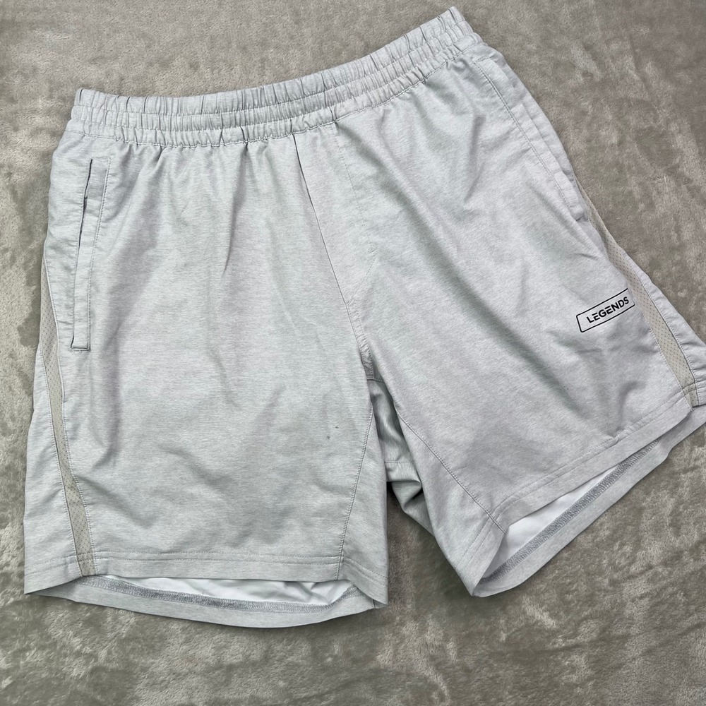 Legends Luka Shorts Mens Medium Gray Heathered Lined Athletic Performance Gym 7"